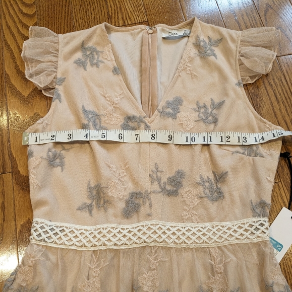NWT Dex Light Peach chiffon Dress with pastel flowers size XS - Picture 5 of 11